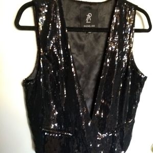Rachel Zoe Black Sequin Vest
